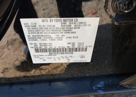 2021 Ford Ecosport S from USA, damaged, VIN MAJ3S2FE3MC402336